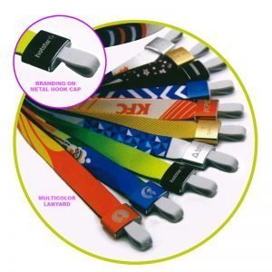 MULTICOLOR LANYARD WITH BRANDING ON HOOK